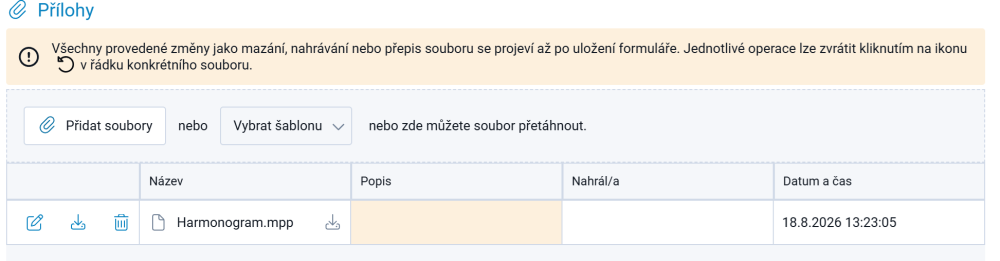 Přidávání příloh