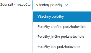 Třídění položek