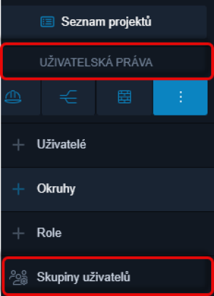 Skupiny uživatelů v menu