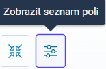 Tlačítko Zobrazit seznam polí v panelu nástrojů Tlačítko Zobrazit seznam polí v panelu nástrojů